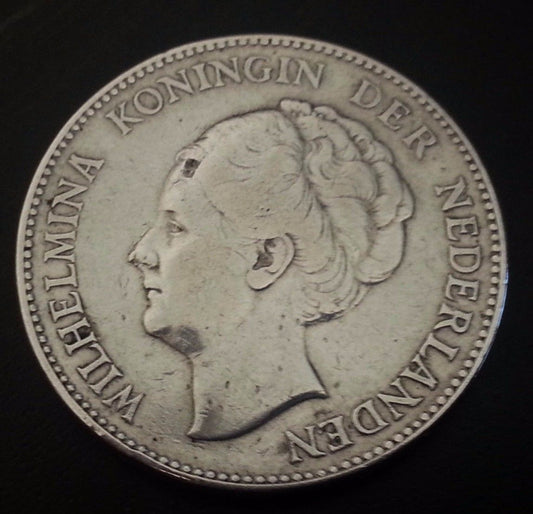 Jahrgang 1931 Silbermünze 1 Gulden Königin Wilhelmina der Niederlande 20. Jh