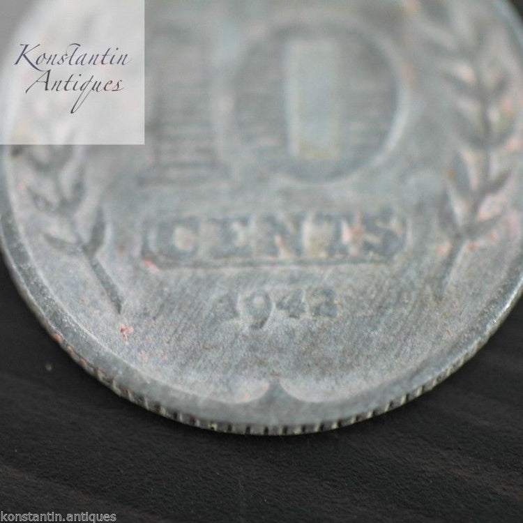 Vintage 1942 moneda 10 centavos Holanda gran regalo antiguo
