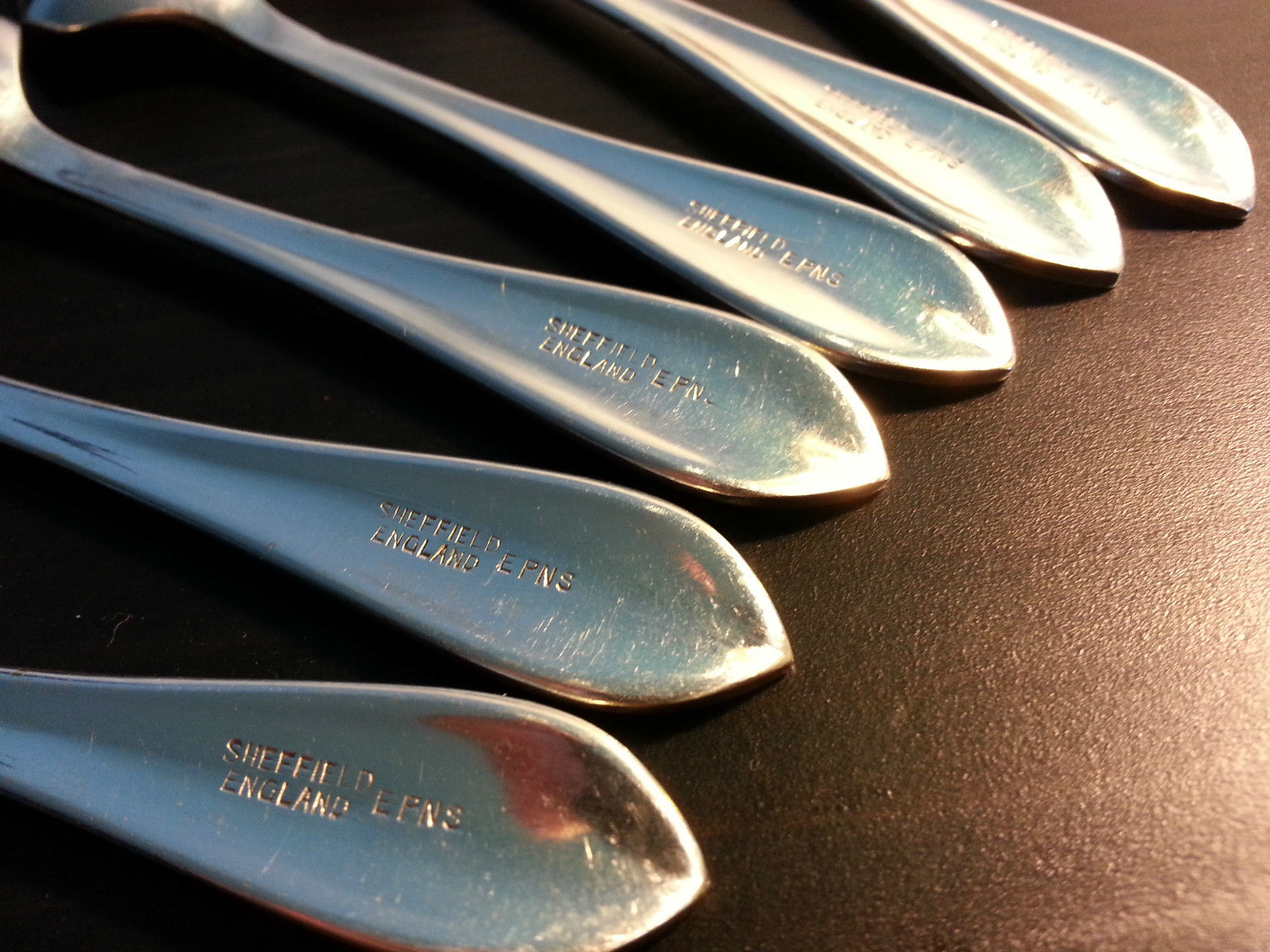 Antique silver plated tea set of six spoons British Empire Sheffield