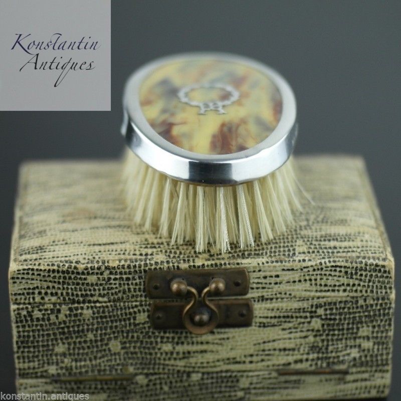 Antike DMC-Box aus Sterlingsilber in Schildpattform, Birmingham 1927, Britisches Empire