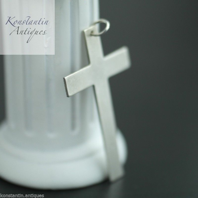 Vintage sterling silver cross pendant solid Art Deco