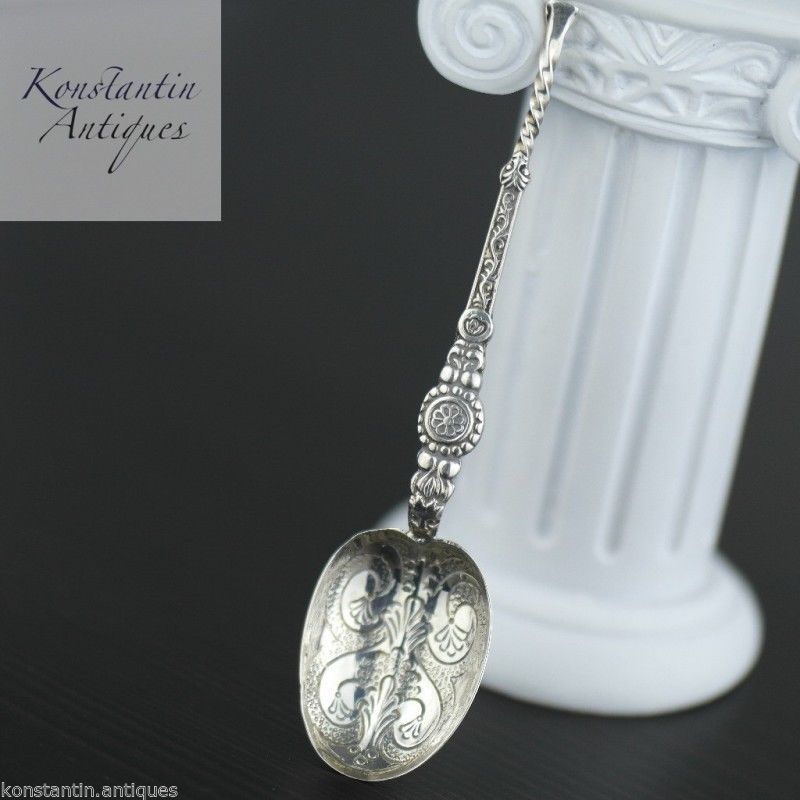 Antique 1910 sterling silver anointing spoon Birmingham British Empire