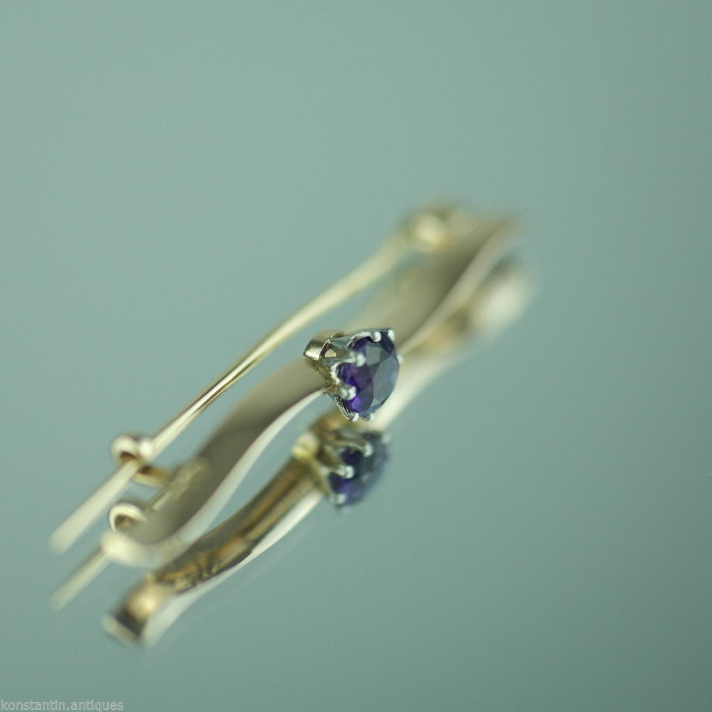 Broche de oro antiguo imperial ruso 56 con hermosa amatista