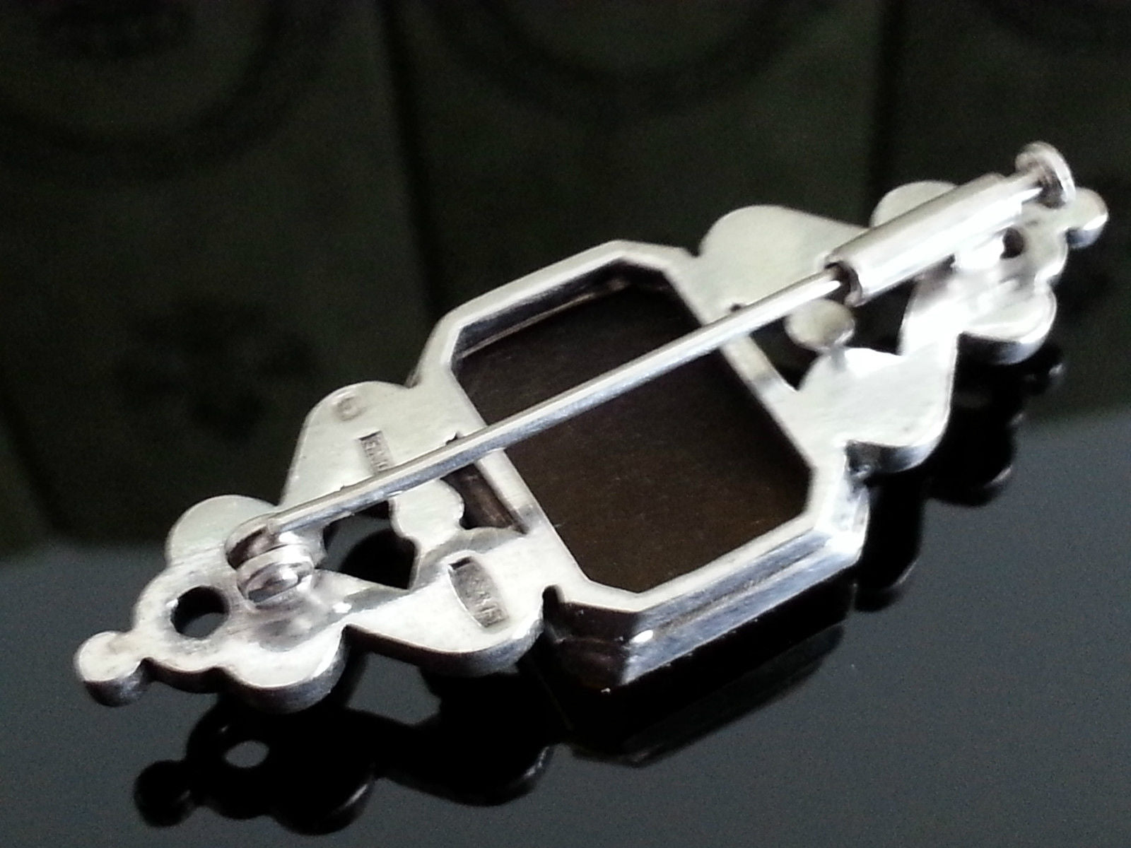 Broche de ágata de plata maciza vintage 875 URSS Leningrado Rusia gran regalo