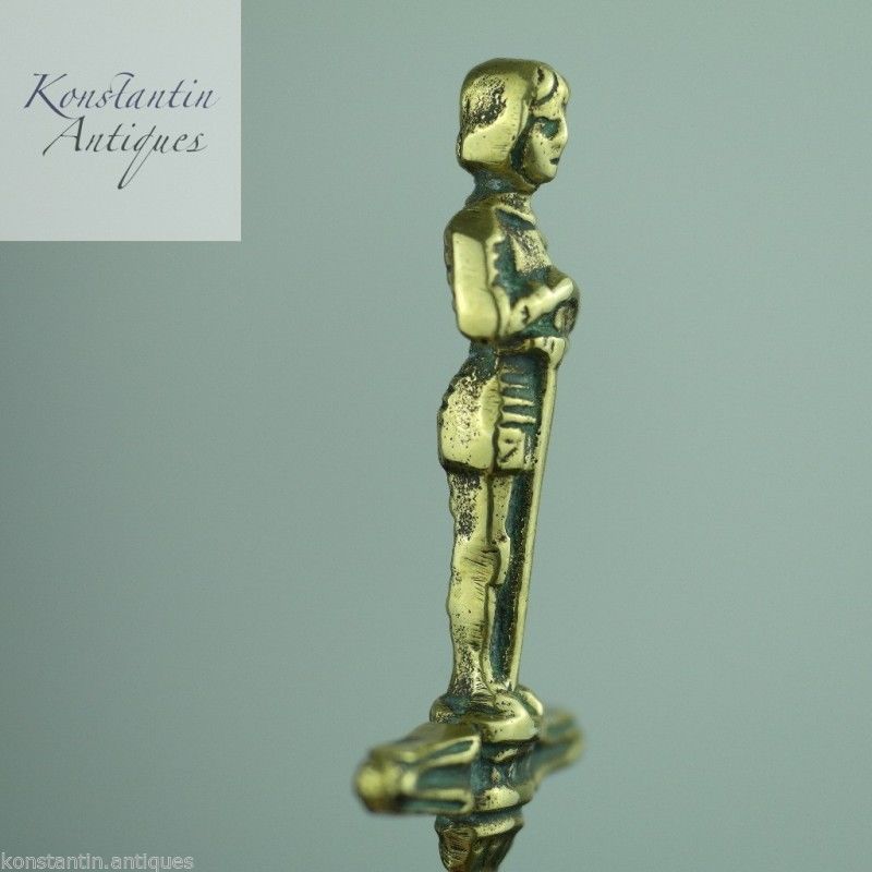 Vintage solid brass letter opener Knight with sword on the top