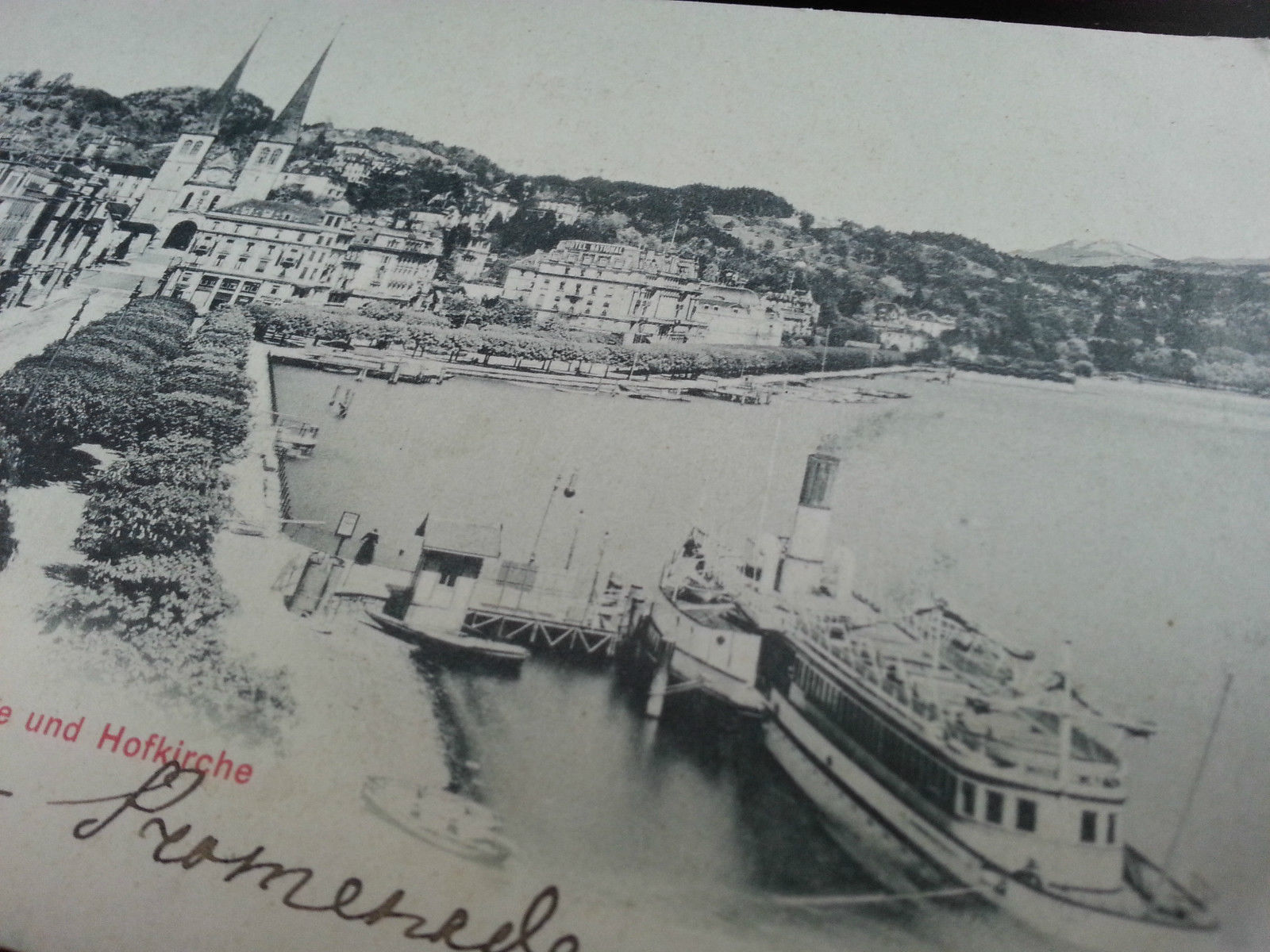 Antique Swiss postcard Zurich 664 edition Photoglob Luzern Promenade Hofkirche