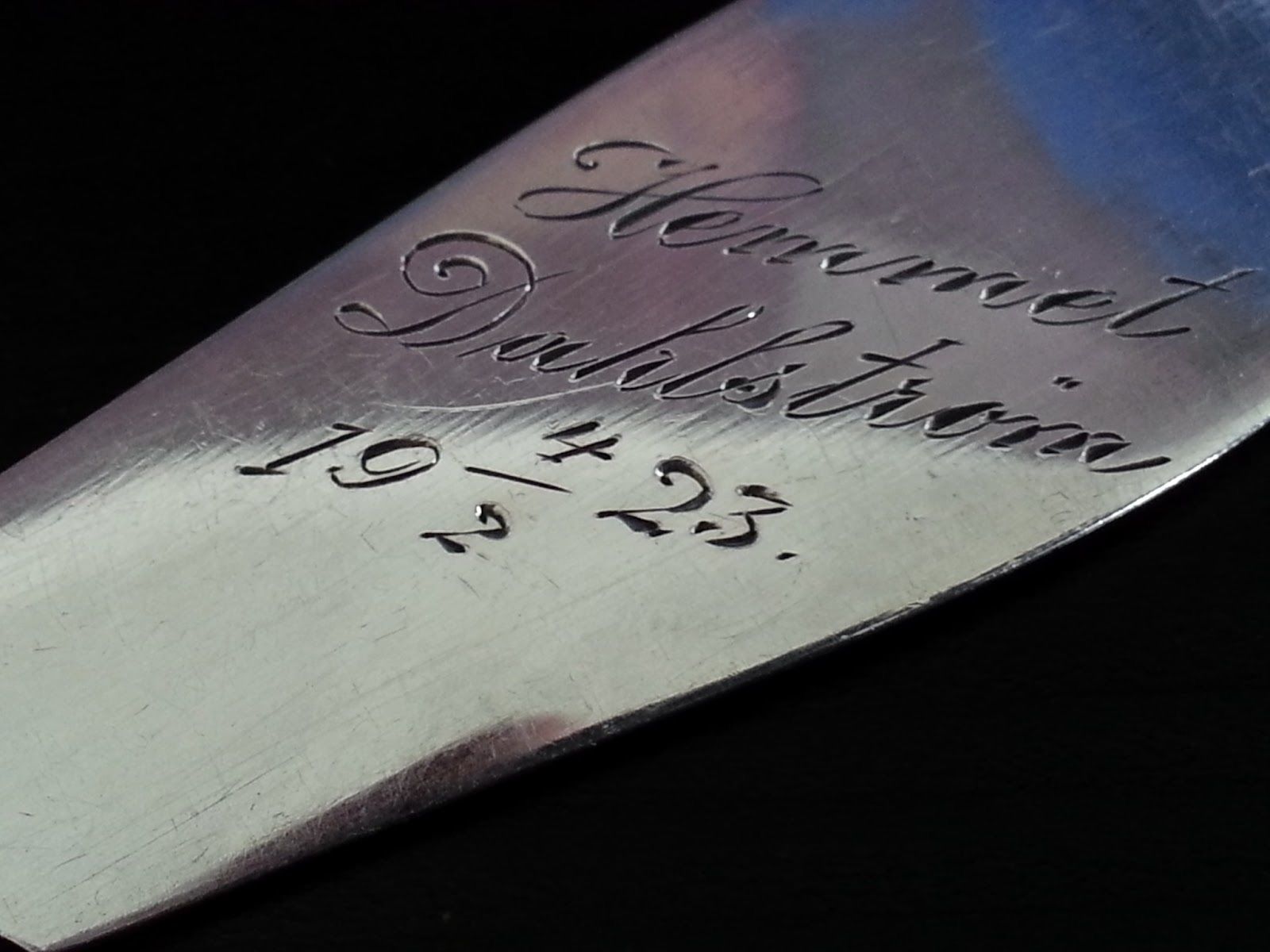 Antike 1923 vergoldete Schöpfkelle aus massivem Silber, Finnland