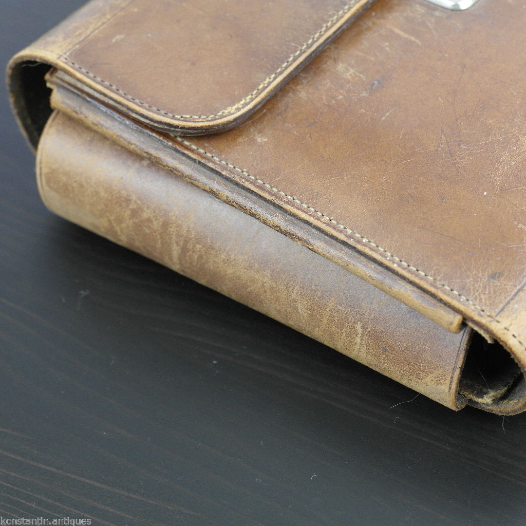 Antique 1911 original leather soldier hygiene case
