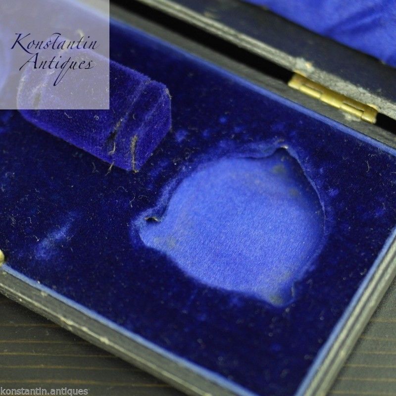 Caja negra antigua para cuencos y cucharas de mostaza o sal Imperio Británico