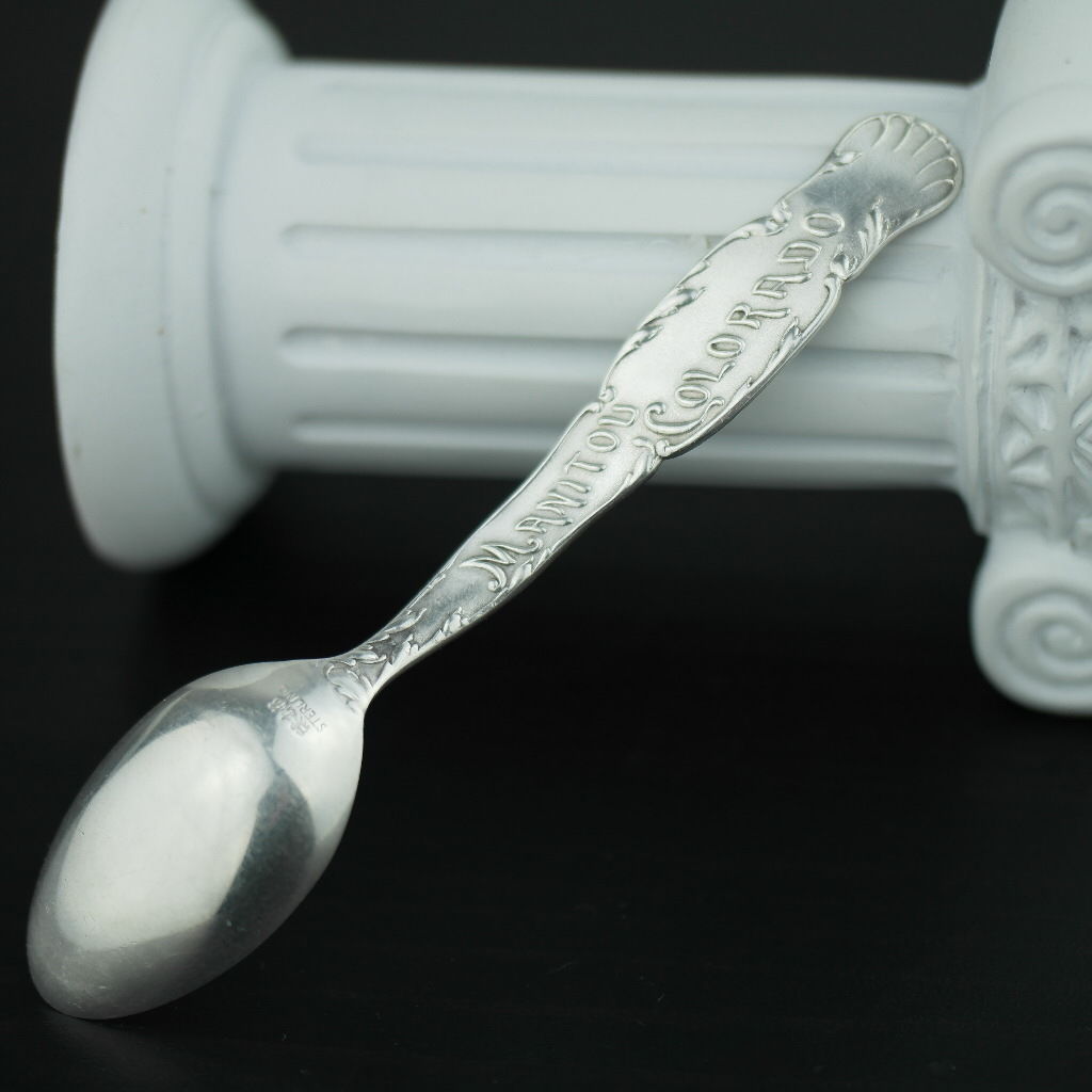 Antique sterling silver spoon Manitou Colorado USA ornamented picture