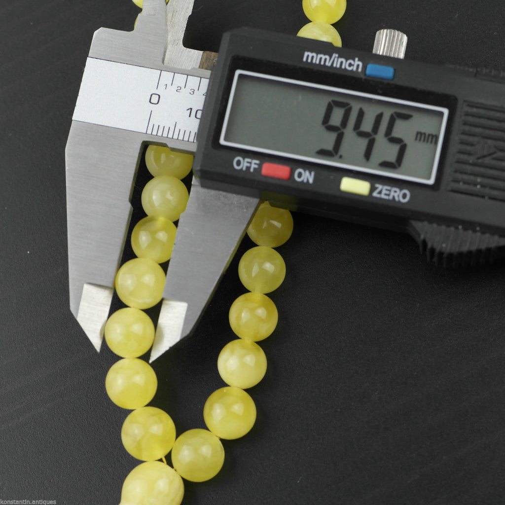 Genuine Baltic Amber beads 9mm Islam Tasbih Rosary White Cloudy yolk