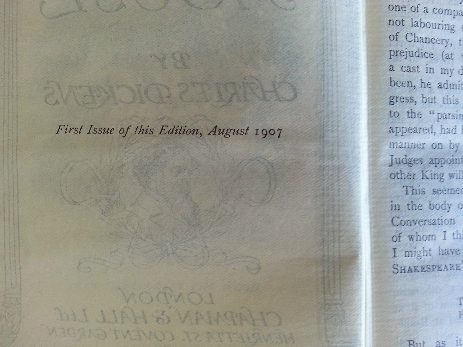 Antique 1907 book by Charles Dickens "Bleak House" London British Empire