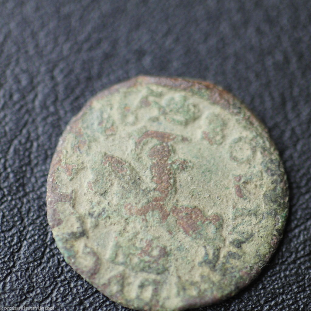 Antique 1665 coin 1 shilling John II Casimir Vasa Grand Duchy of Lithuania 17thC