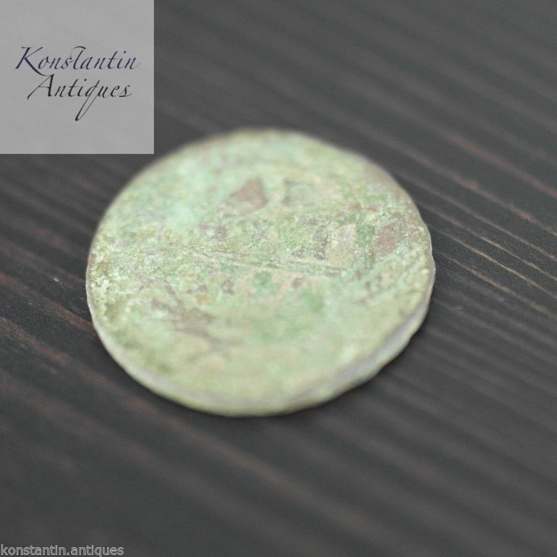 Moneda antigua de 1746 denga kopeks Emperador Isabel del Imperio Ruso siglo XVIII