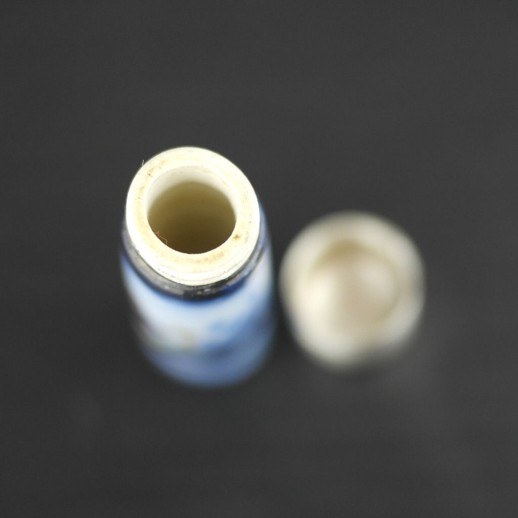 Antique 1904 sterling silver lidded porcelain needles storage bottle Birmingham