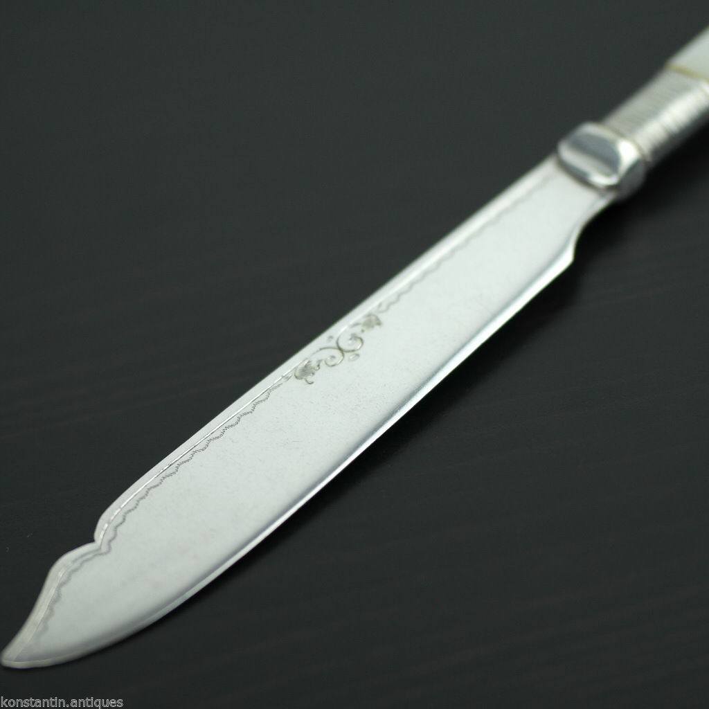 Antique silver plate tale knife mother of pearl Nacre handle British Empire