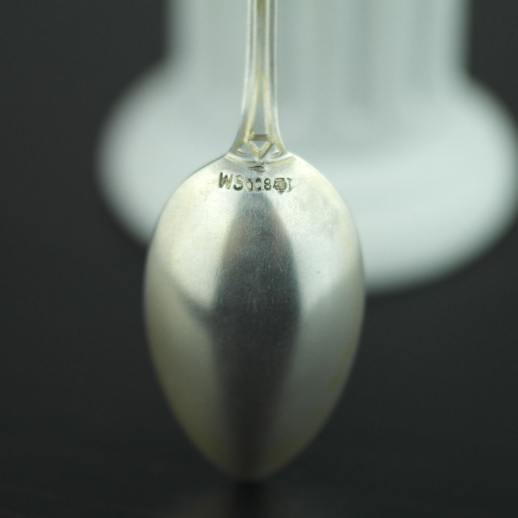 Antique enamel picture solid silver spoon German Dusseldorf Konsthalle 800