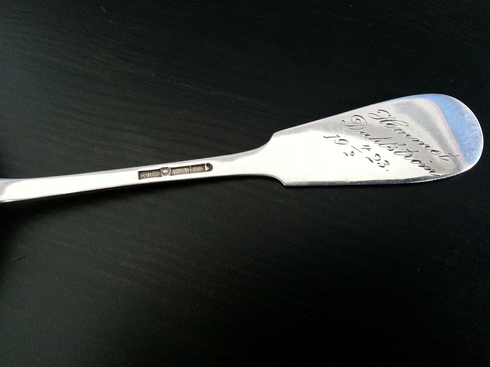Antique 1923 gold plated solid silver ladle toddy sauce Finland