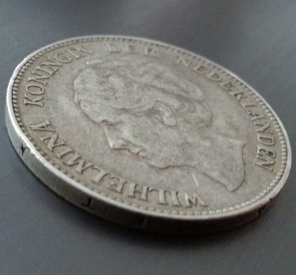 Vintage 1931 silver coin 1 gulden Queen Wilhelmina of the Netherlands 20thC