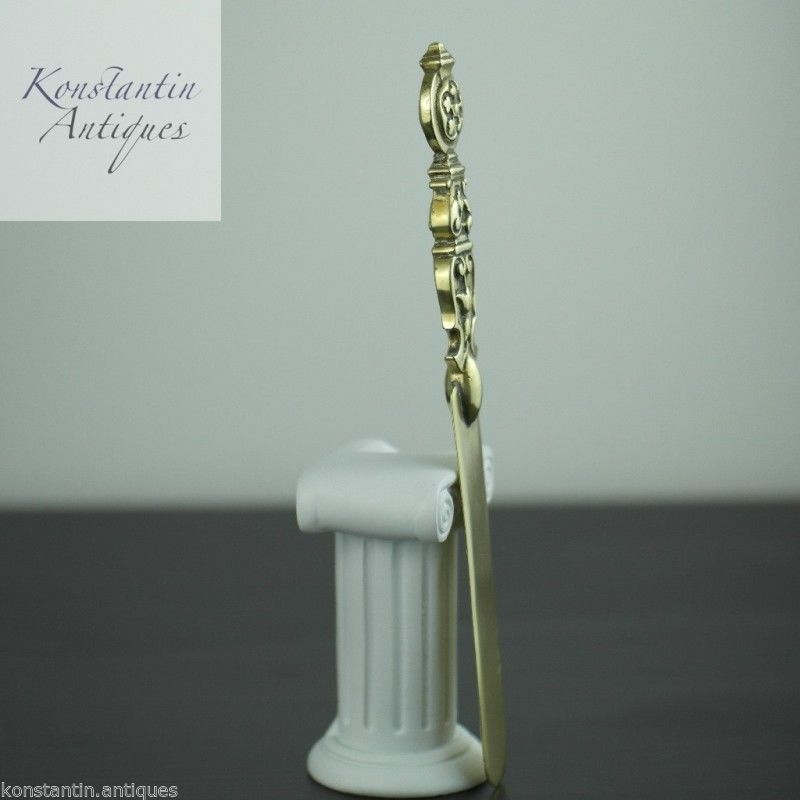 Antique solid brass letter opener / page turner Royal British Empire nice great