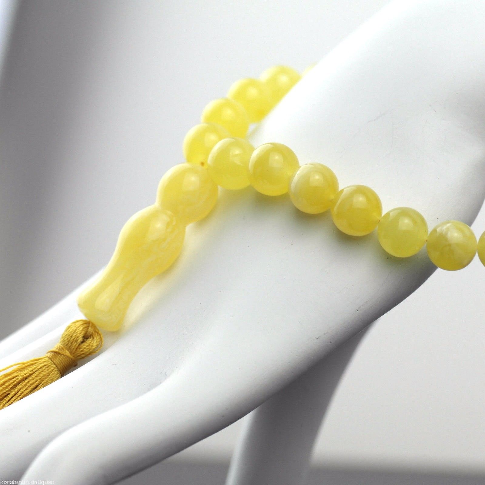 Cuentas genuinas de ámbar báltico 9 mm Islam Tasbih Rosario blanco yema nublada