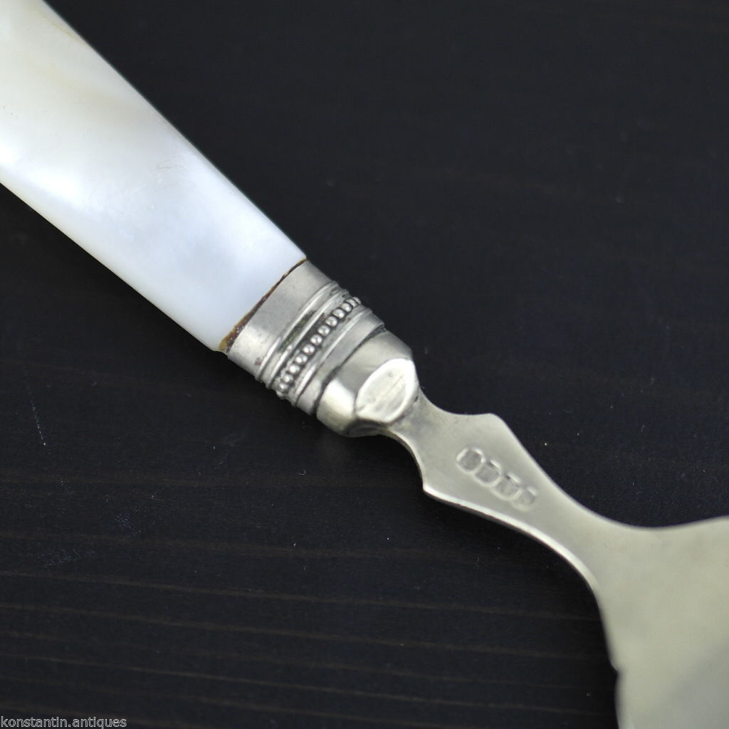 Antique table fish fork with mother of pearl handle Sheffield silver plated