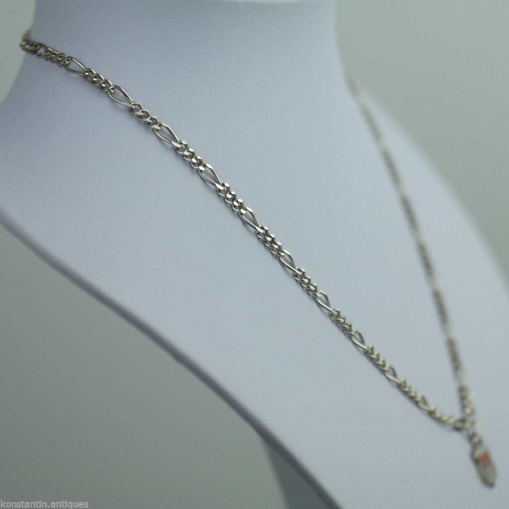 Colgante de esmalte de cadena de plata de ley antigua Hamburgo Alemania encanto regalo sólido