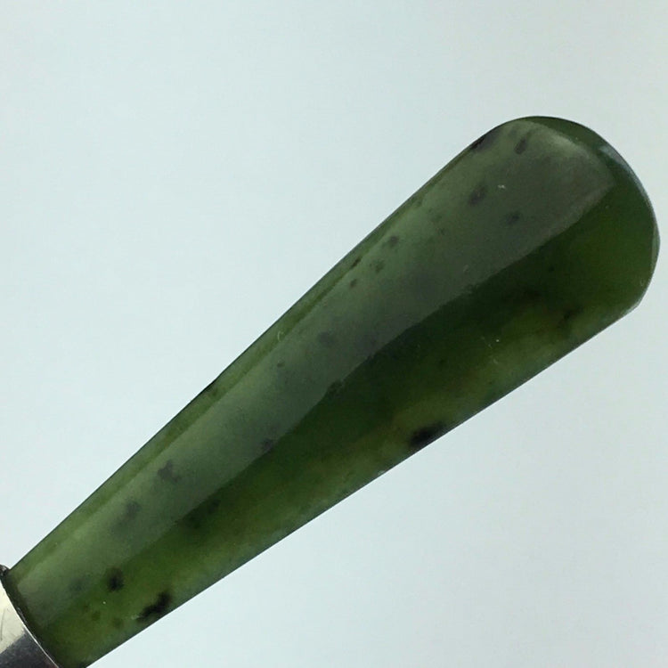 Antique sterling silver spoon with green Jade handle