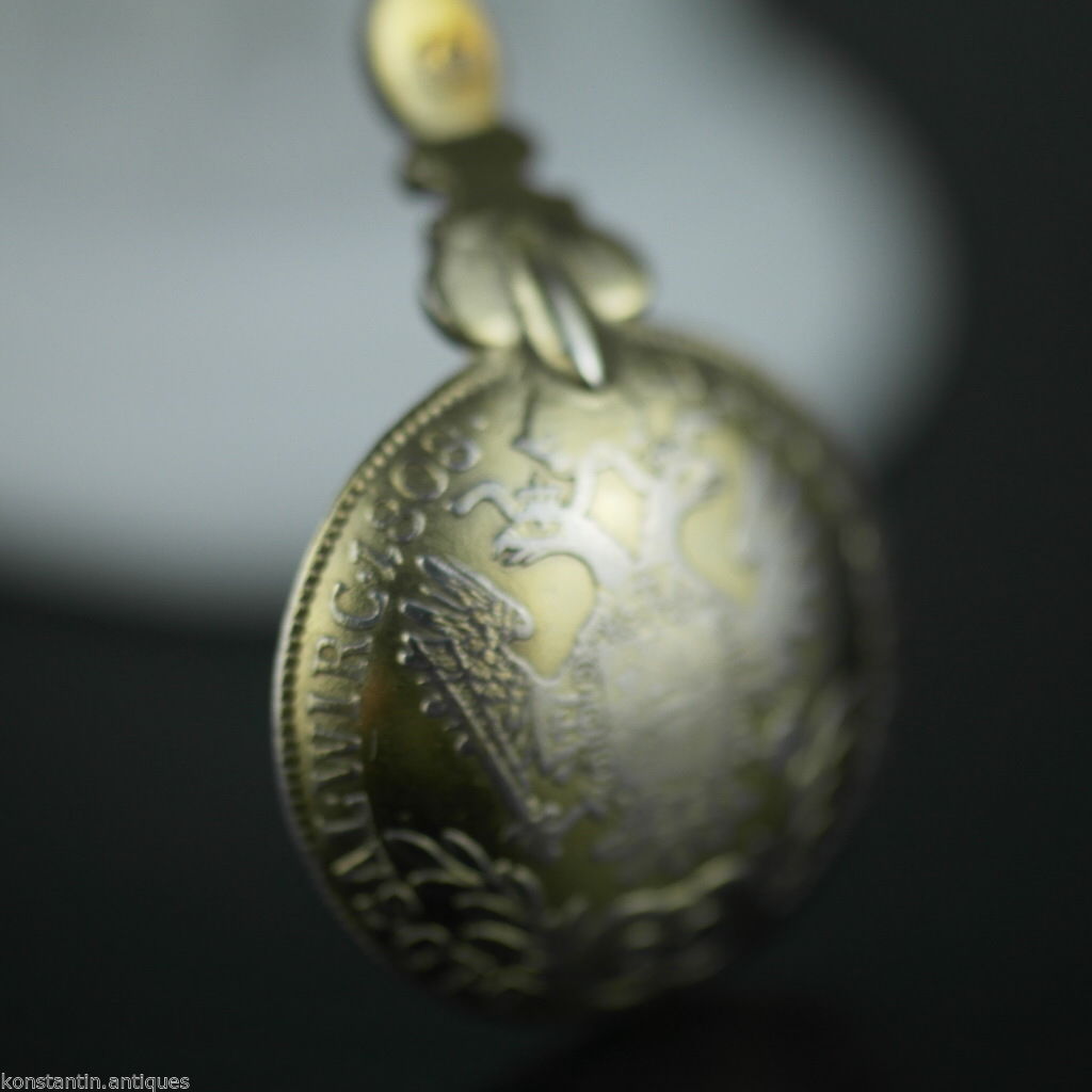 Antique 1808 gold plated solid silver 20 Kreuzer coin spoon Franciscvs Austrian Empire 800