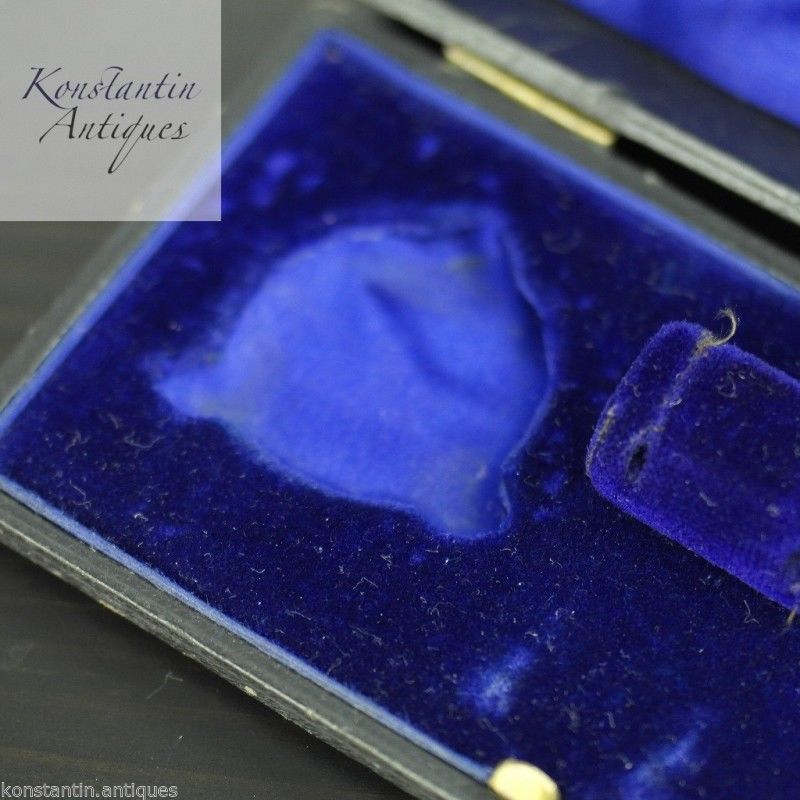 Caja negra antigua para cuencos y cucharas de mostaza o sal Imperio Británico