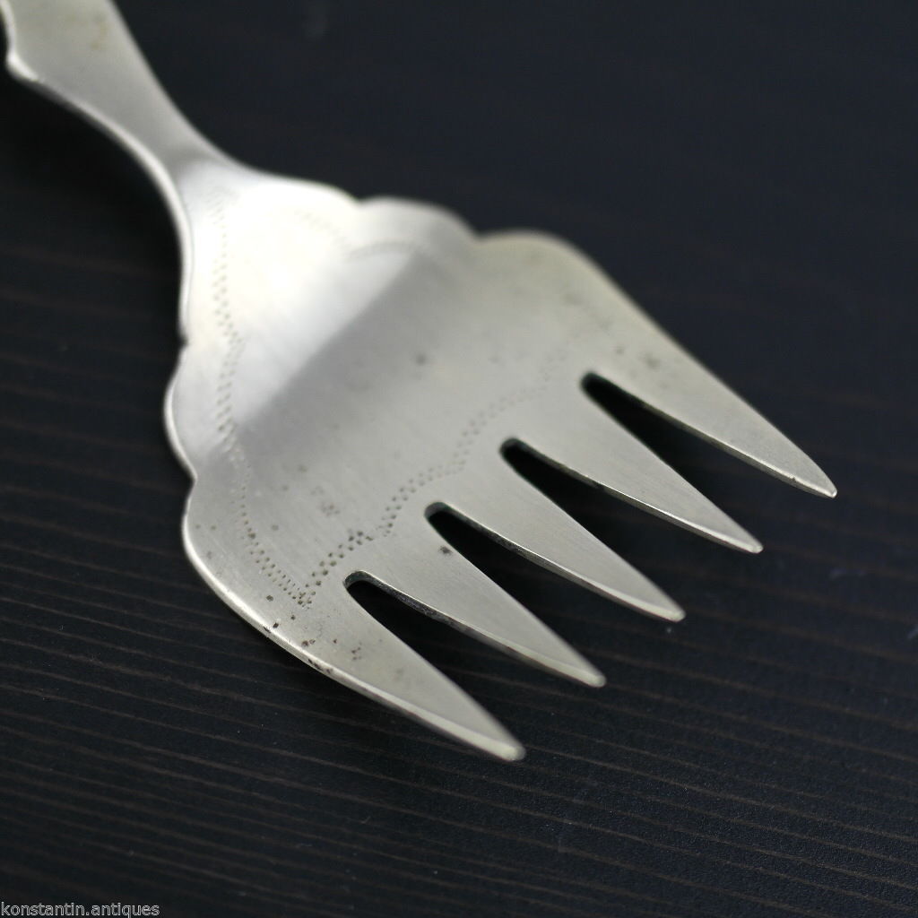 Antike Tischfischgabel mit Perlmuttgriff, Sheffield, versilbert