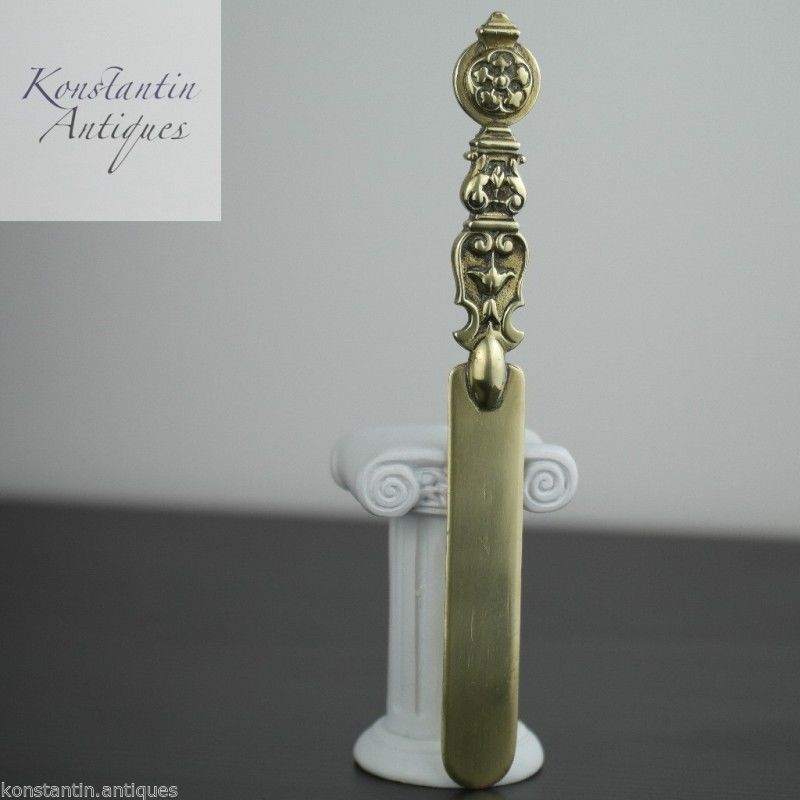 Antique solid brass letter opener / page turner Royal British Empire nice great