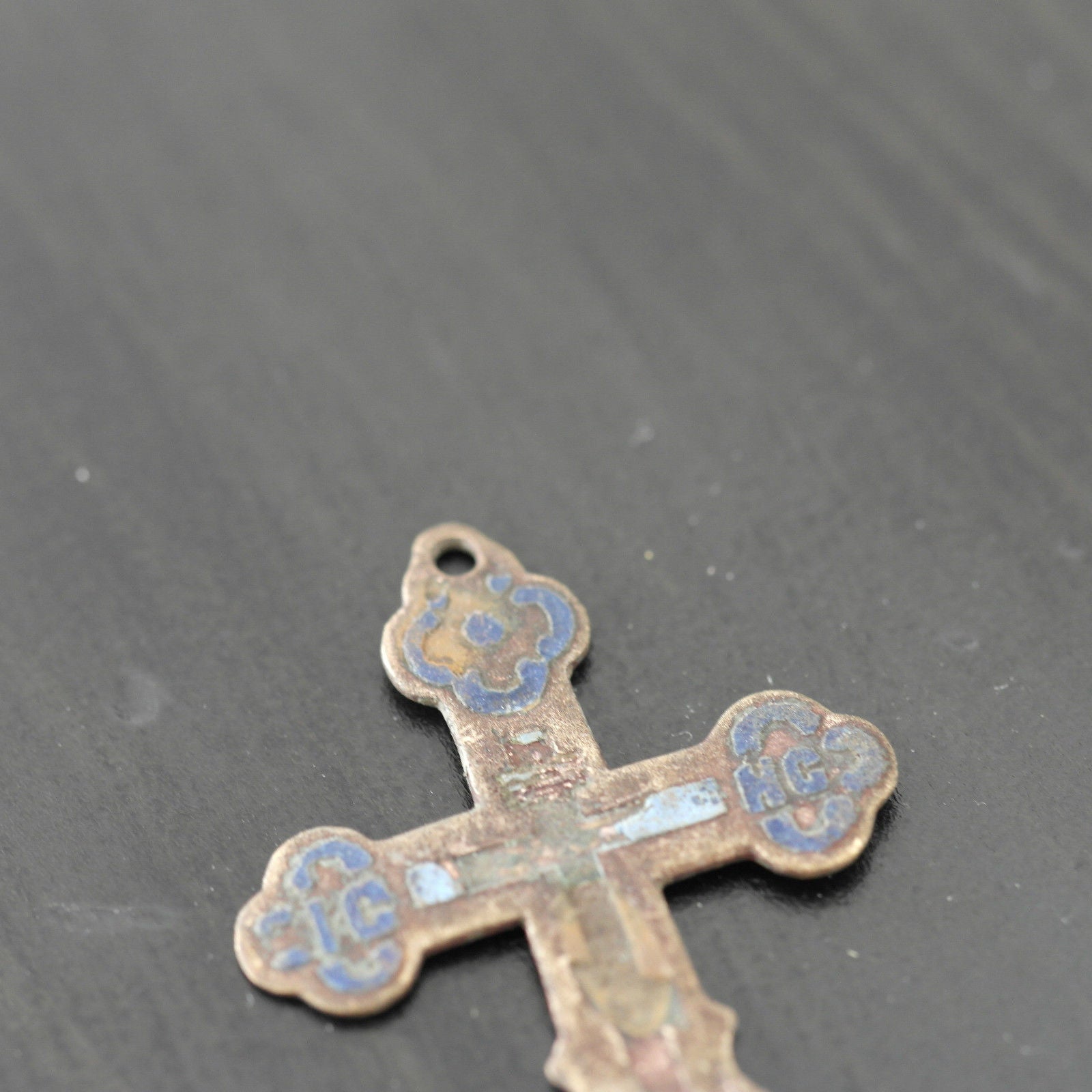 Antique solid enamel cross Russian Empire Orthodox old Believers