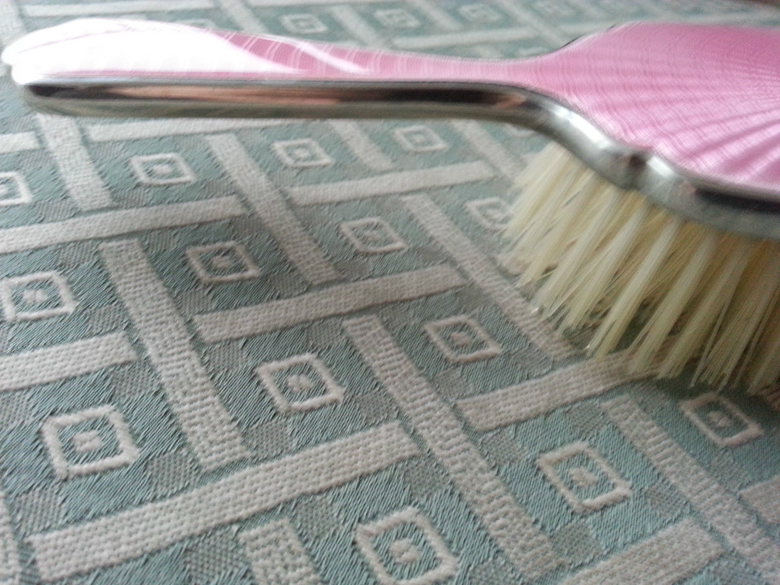 Vintage 1946 sterling silver guilloche enamel solid brush Daniel Manufacturing