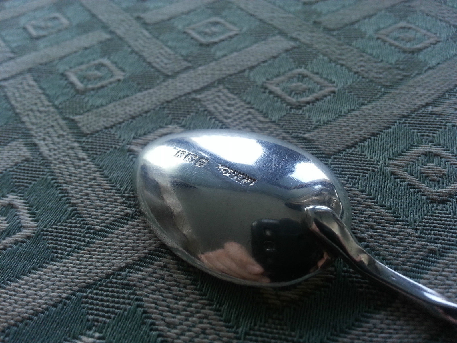 Antique Enamel Sterling silver spoon Clovelly Birmingham Bash British Empire