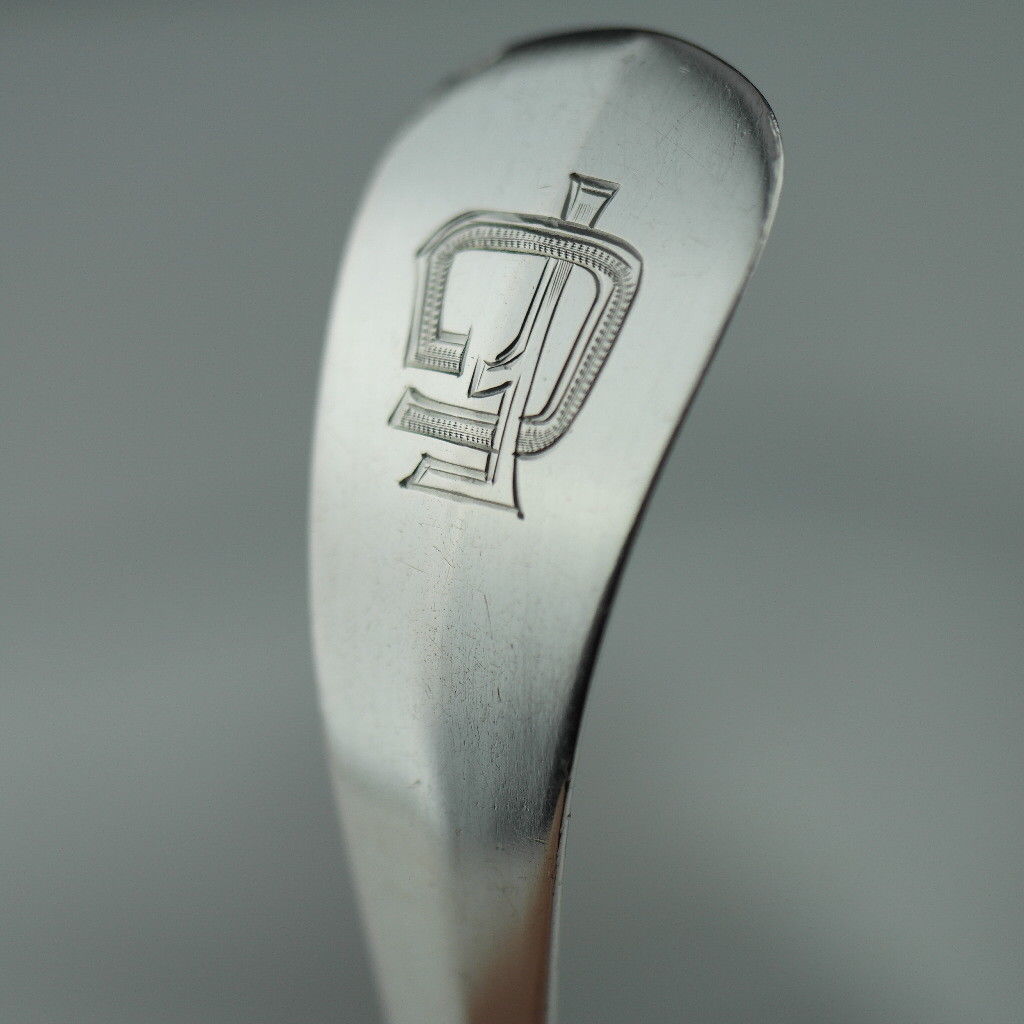 Antique Switzerland solid silver ladle Conrad Wirth 800