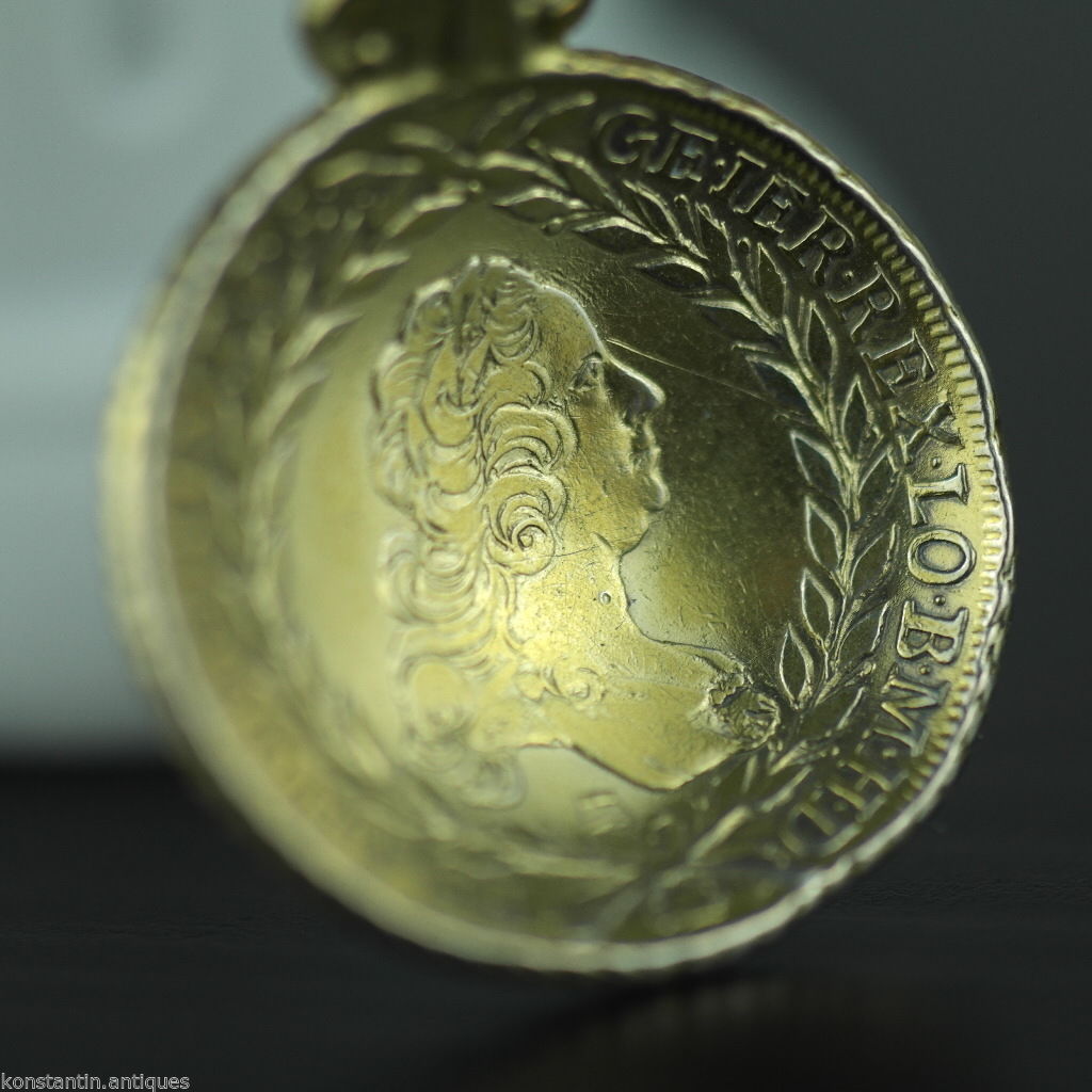 Antiguo 1765 plata dorada 20 Kreuzer moneda cuchara Franco Imperio Austriaco 800 Alemán