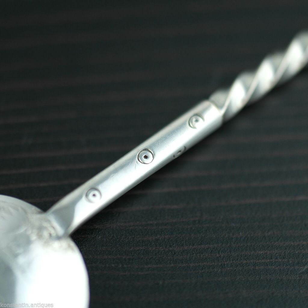 Antique 1822 solid silver coin spoon French Empire Louis XVIII ROI 1 Franc