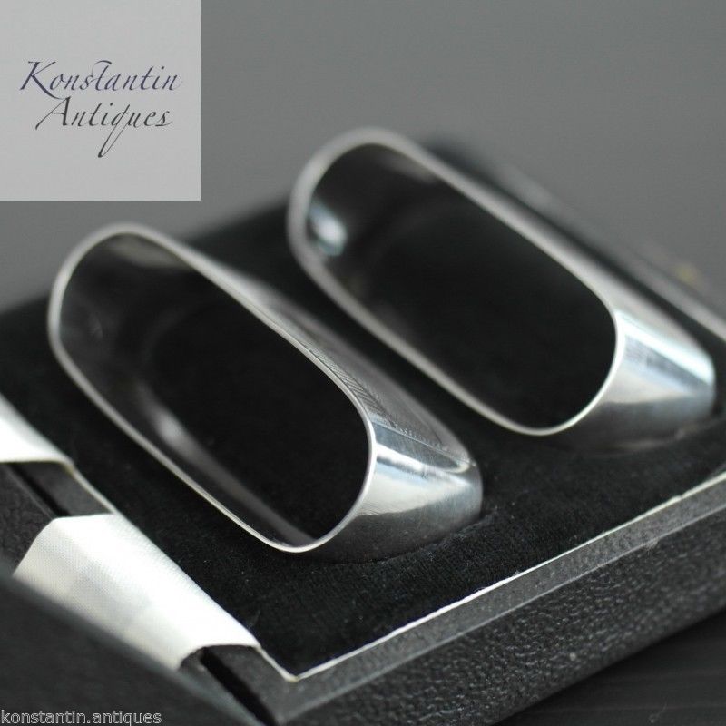 Vintage / Retro 1956 sterling silver napkin rings set of 2 two box Birmingham