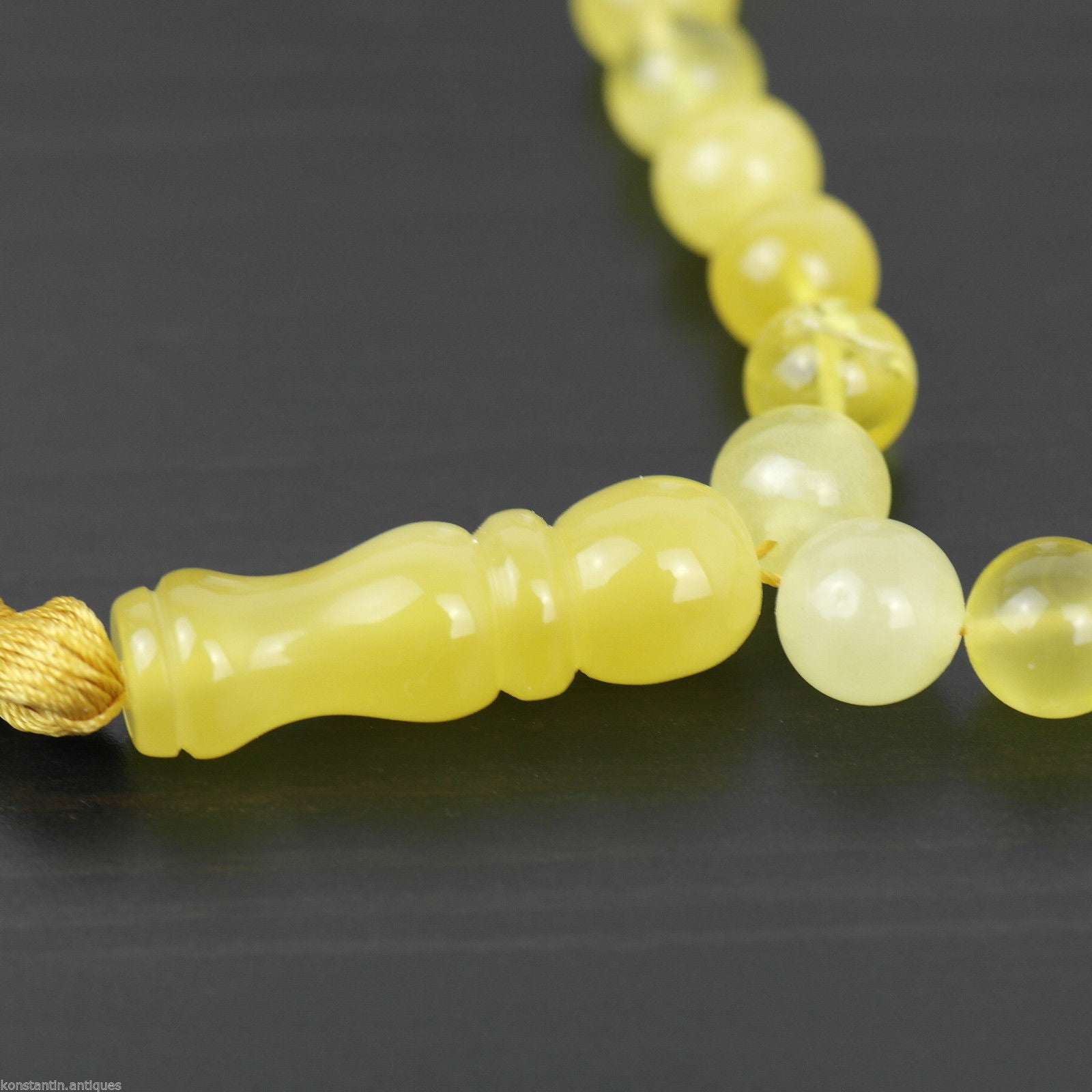 Cuentas genuinas de ámbar báltico 9 mm Islam Tasbih Rosario blanco yema nublada