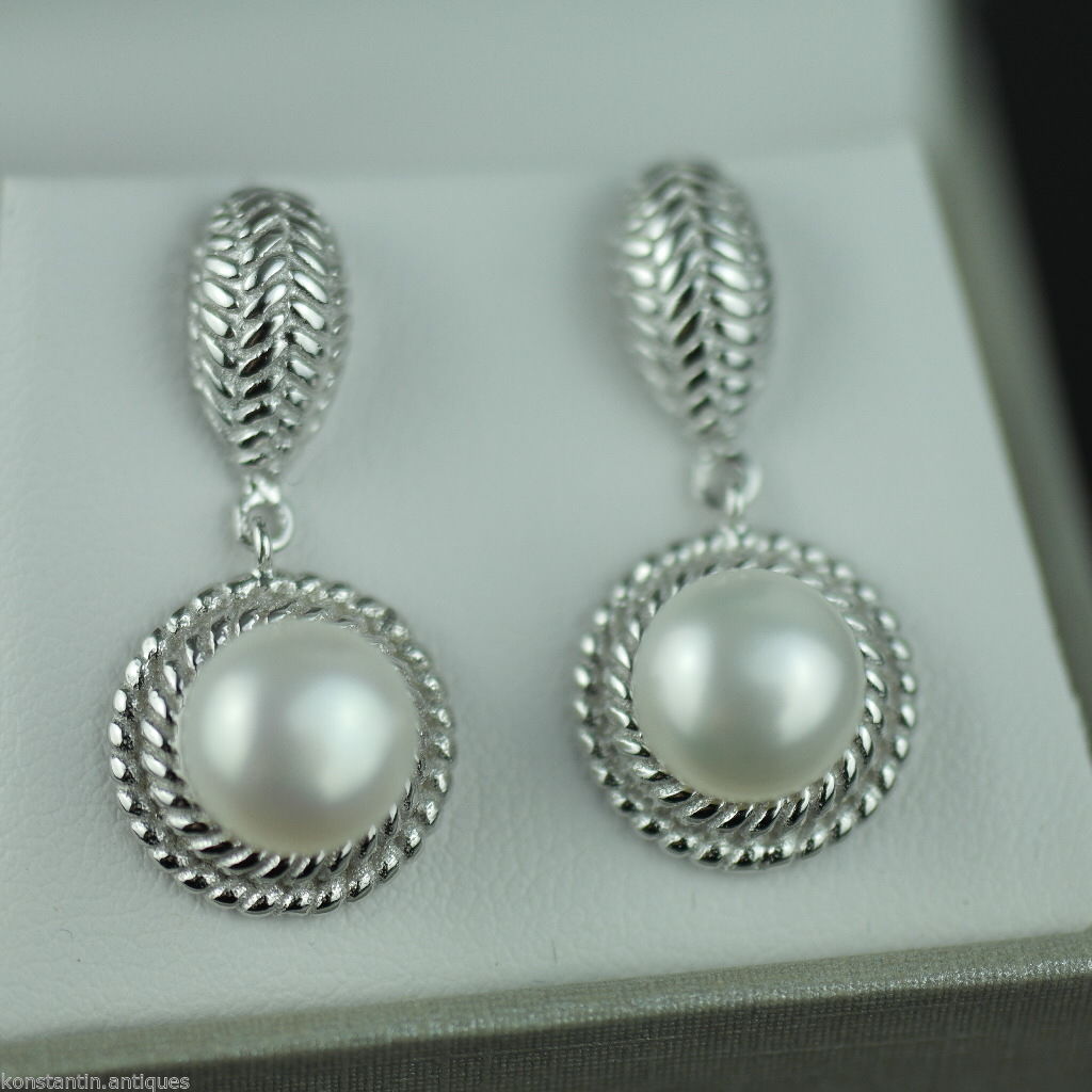 Stilvolle Sterlingsilber-Zuchtperlenohrringe CZ Lucoral 925
