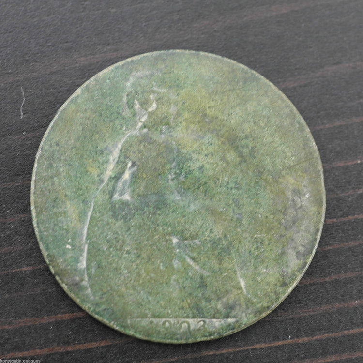 Antike 1903-Münze Halfpenny EF. Edward VII., Bronze mit Patina