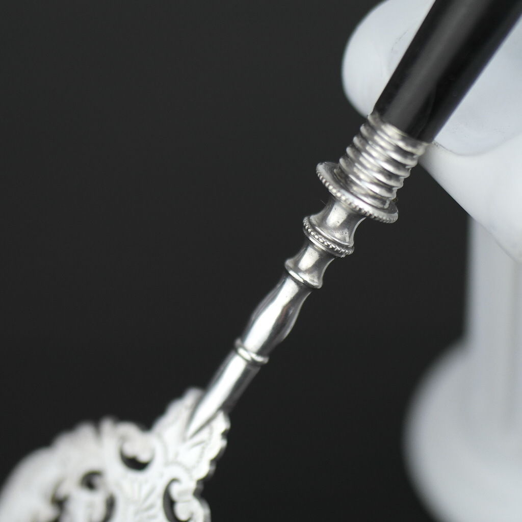 Antique silver plated fork with black solid wood handle British Empire