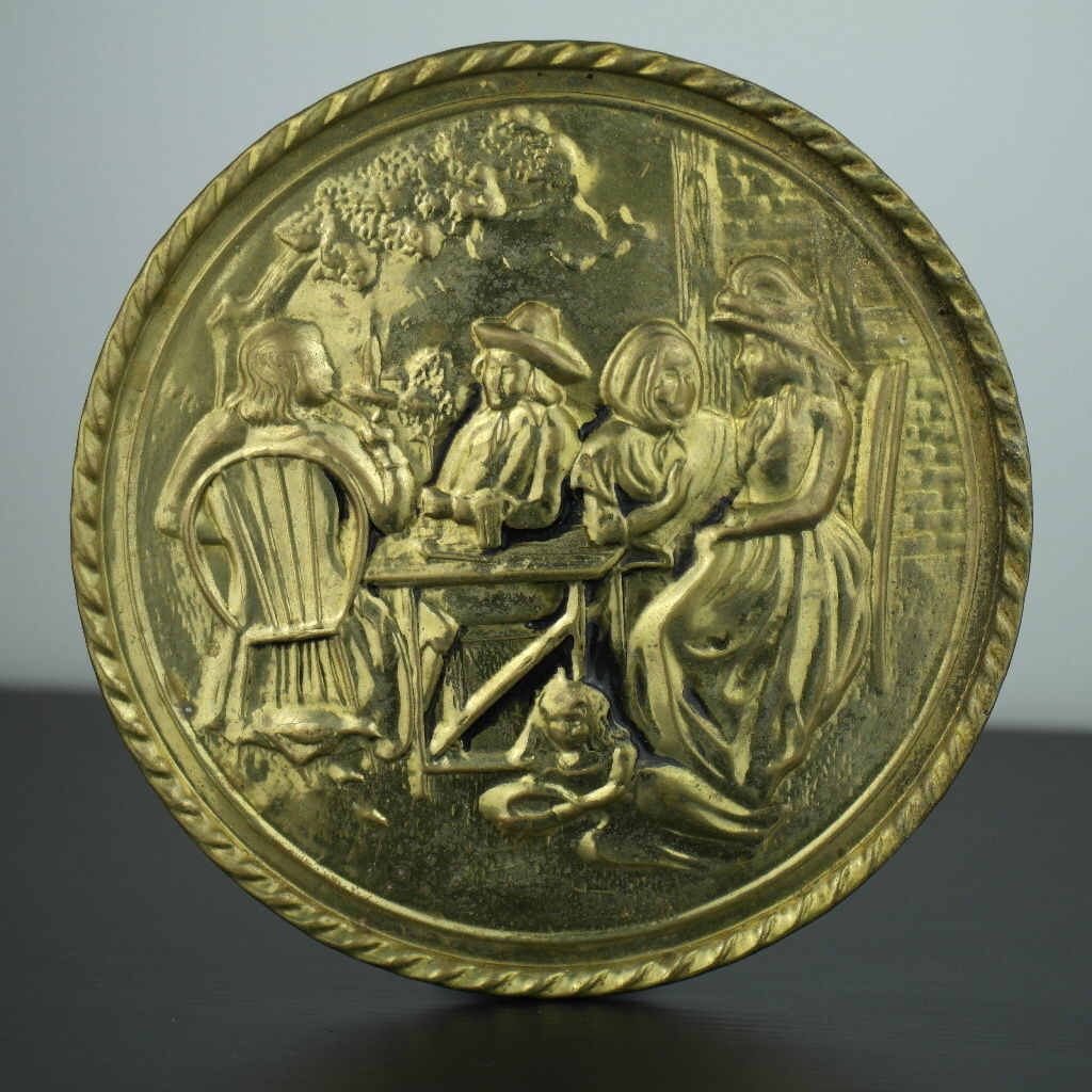 Vintage wall decor brass plate Antique home portrait heat resistant England