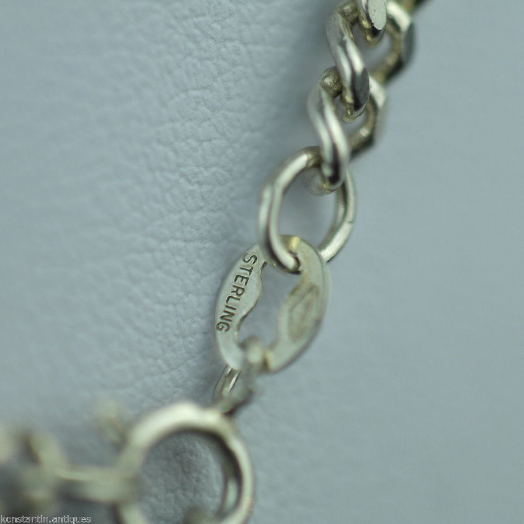 Colgante de esmalte de cadena de plata de ley antigua Hamburgo Alemania encanto regalo sólido