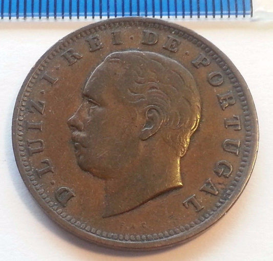 Antique 1885 coin 20 XX reis D. Luiz I Rei DE Portugal