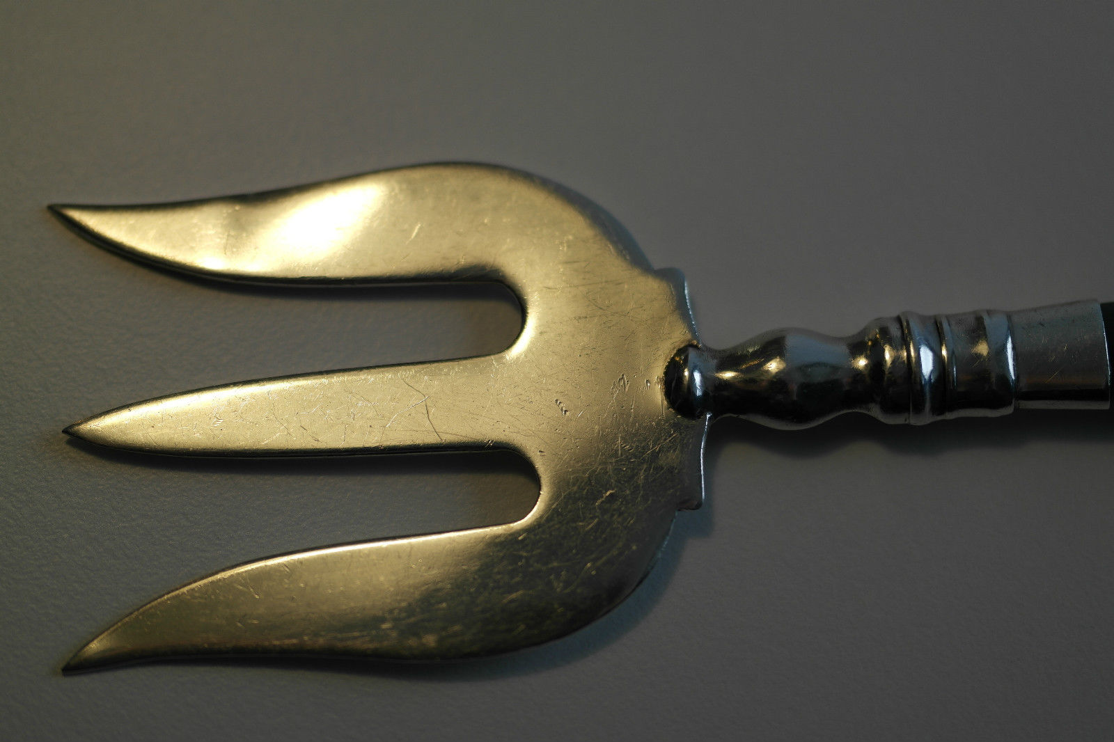 Antique 1924 solid silver nephrite stone handle fork British jade