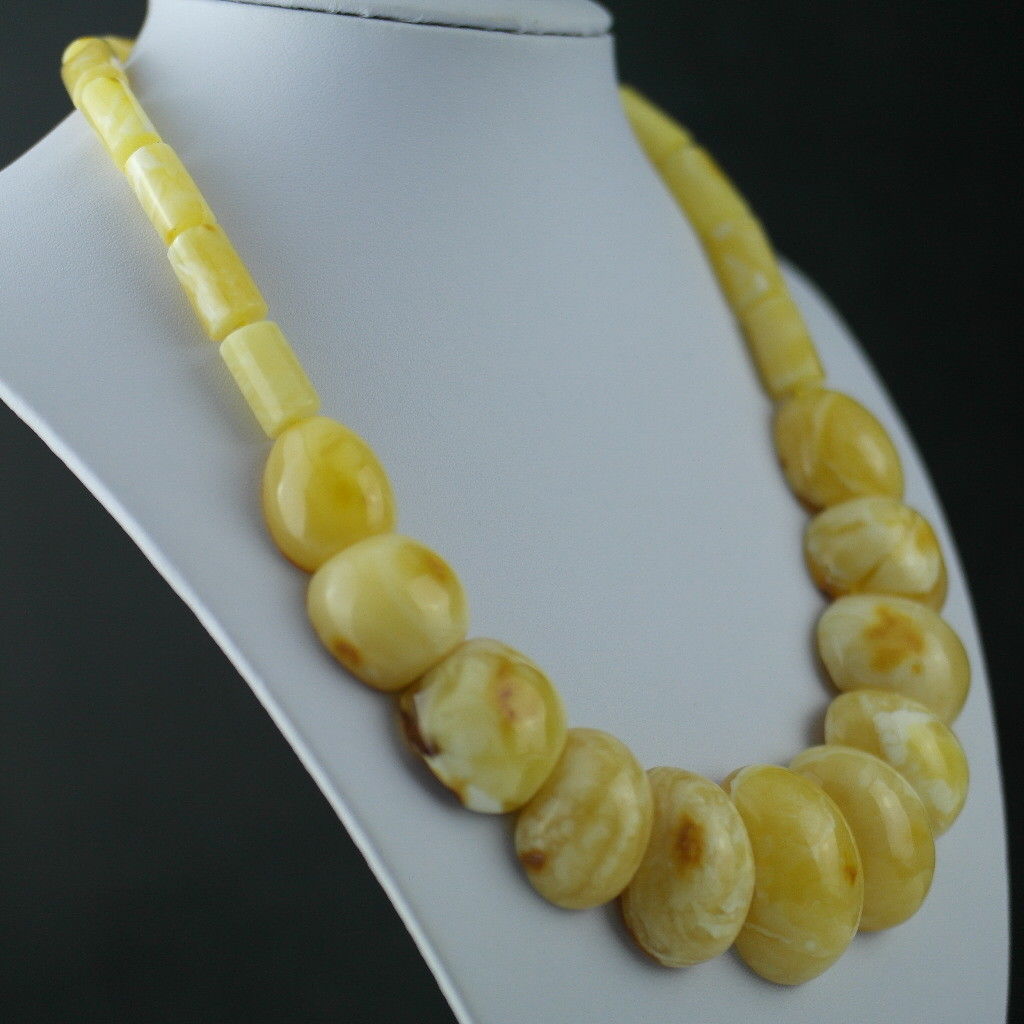 Elegant German Genuine Amber half beads necklace