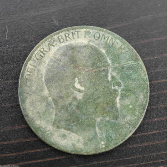 Antike 1903-Münze Halfpenny EF. Edward VII., Bronze mit Patina