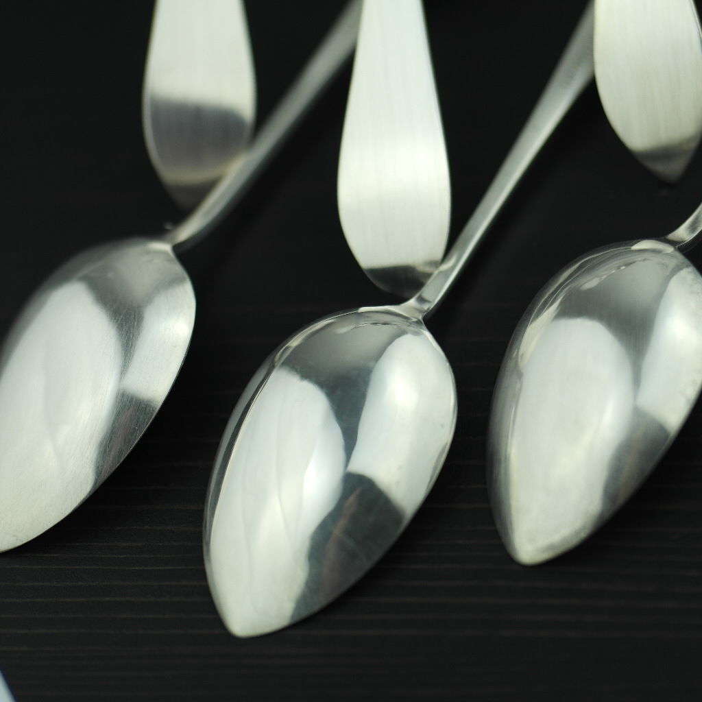 Antique set of six solid silver spoons 830s Scandinavian style Norway